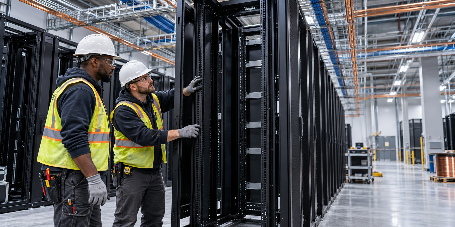 Rack installation and electrical work / Instalación de racks y trabajos eléctricos
